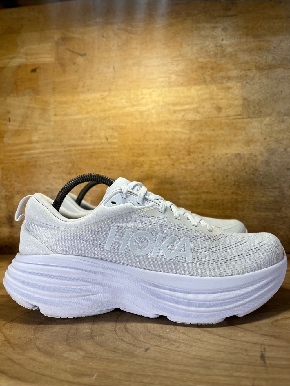 Hoka One One Bondi 8 REFLECTIVE Womens Size 10 Running Shoes Sneakers White